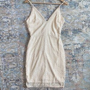 Venus Ivory Bodycon Lace Mini Dress Women’s Size Small